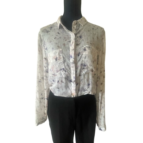 Beautiful Bella Dahl Button Down Blouse Top Size Large Spring 100% Rayon Femine - Picture 5 of 6